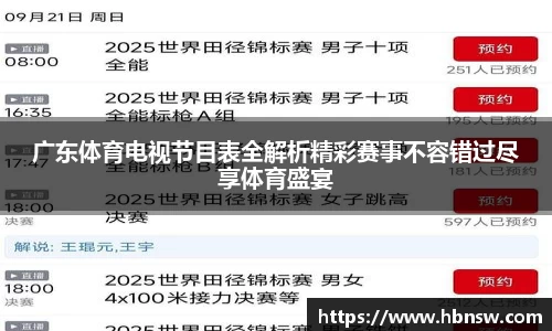 广东体育电视节目表全解析精彩赛事不容错过尽享体育盛宴